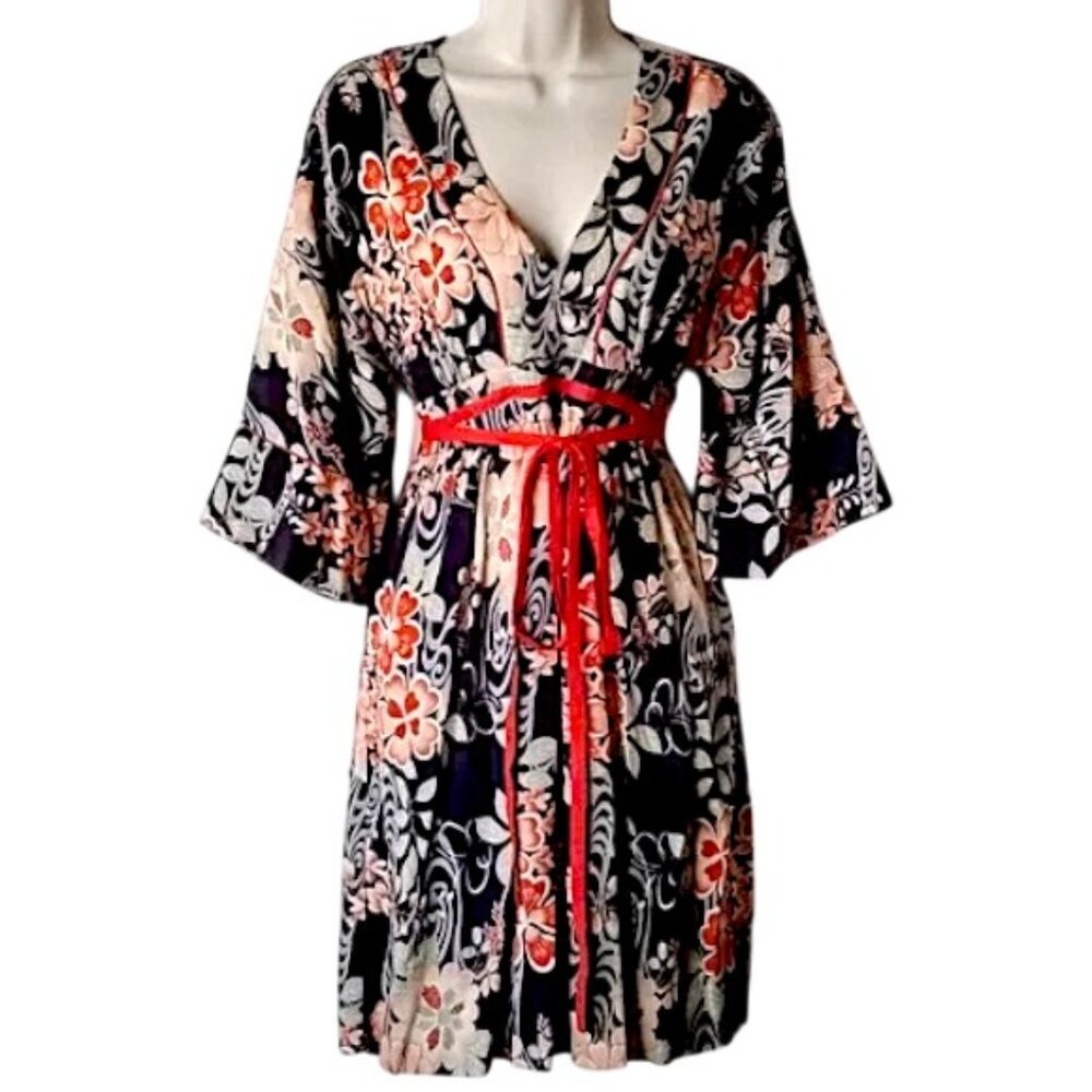 Lucky Brand V-Neck Kimono Sleeve Dress XS Floral